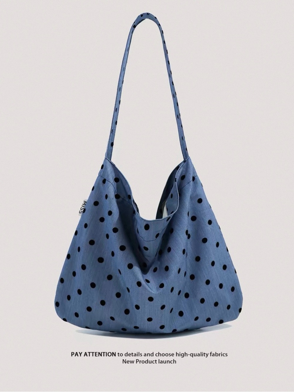 Blue Polka Dot Shoulder Bag - Lightweight Everyday Tote